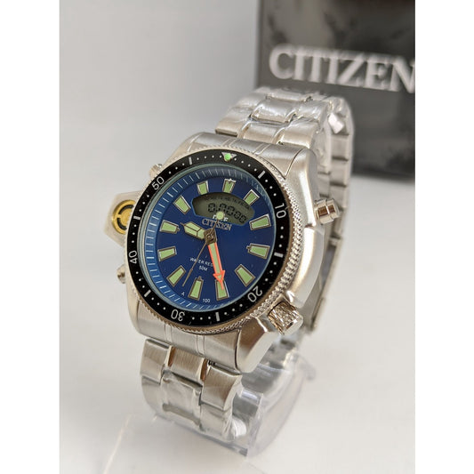 Relógio Citizen Aqualand Azul P/Aço Série Ouro- A prova dágua (100% Funcional) c/caixa premium