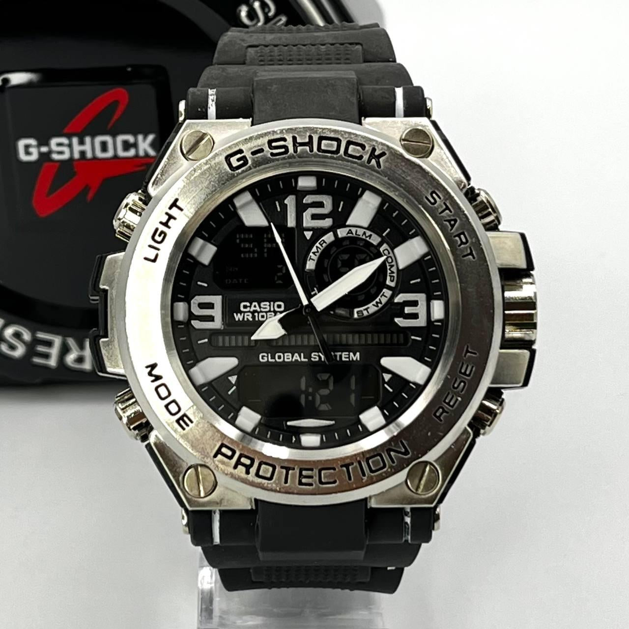 Relógio masculino G-Shock Metal Preto/Prata linha Gold c./caixa prova dagua