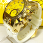Relógio Masculino Zeus Magnum Linha Gold One Dourado Pulseira de Borracha Branca