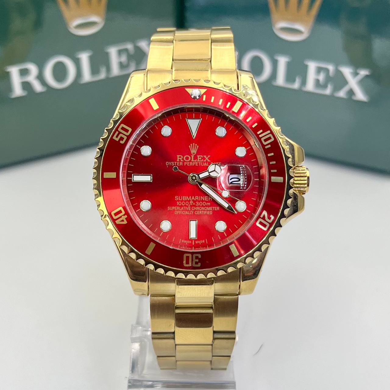 Relógio Submariner Dourado Vermelho linha Gold c/ caixa |Premium versão|