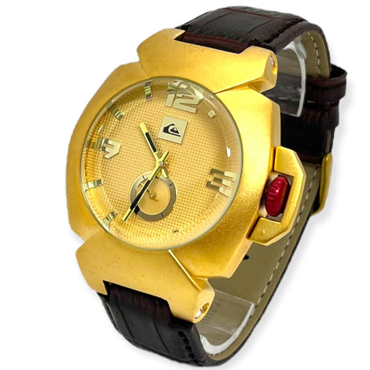 Relógio Dourado p/couro linha Gold c/ caixa premium 100% Funcional