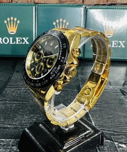 Relógio Unissex Rolex Daytona Dourado linha Gold a prova dagua