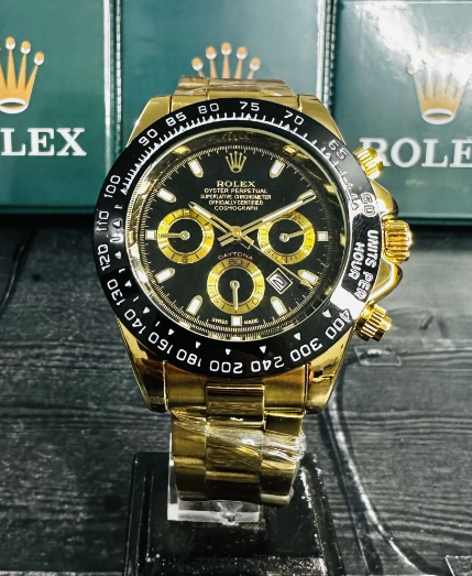 Relógio Unissex Rolex Daytona Dourado linha Gold a prova dagua