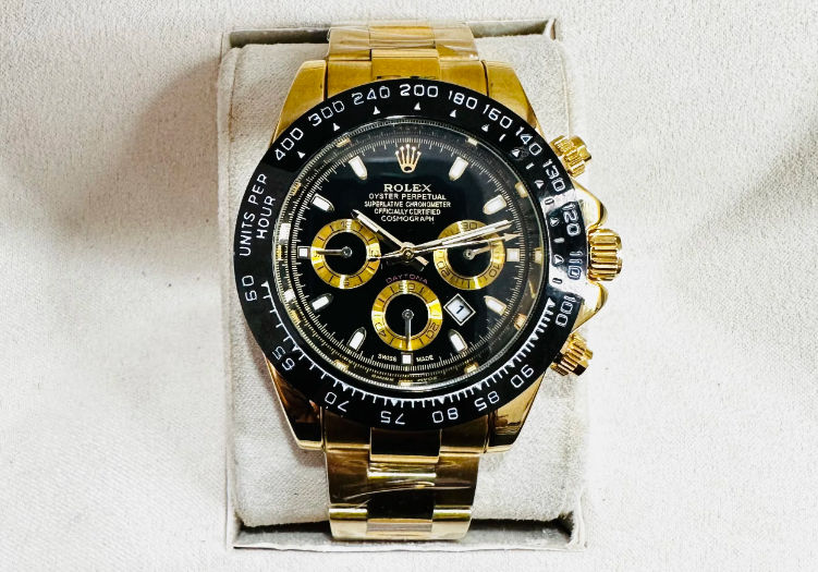 Relógio Unissex Rolex Daytona Dourado linha Gold a prova dagua