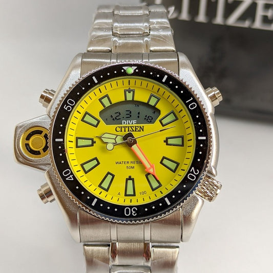Relógio Citizen Aqualand Amarelo P/Aço Série Ouro- A prova dágua (100% Funcional) c/caixa premium