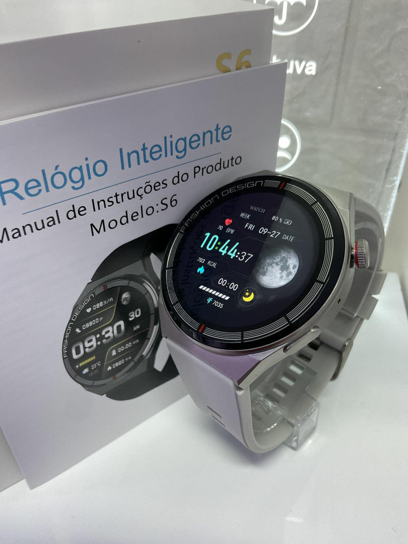 Smartwatch S6 Ultra redondo Cinza