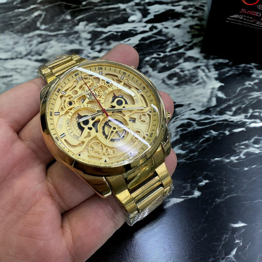 Relógio Tag Heuer 100% Funcional P/ Aço dourado