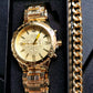 Relógios DHP Masculino com caixa e pulseira Dourada