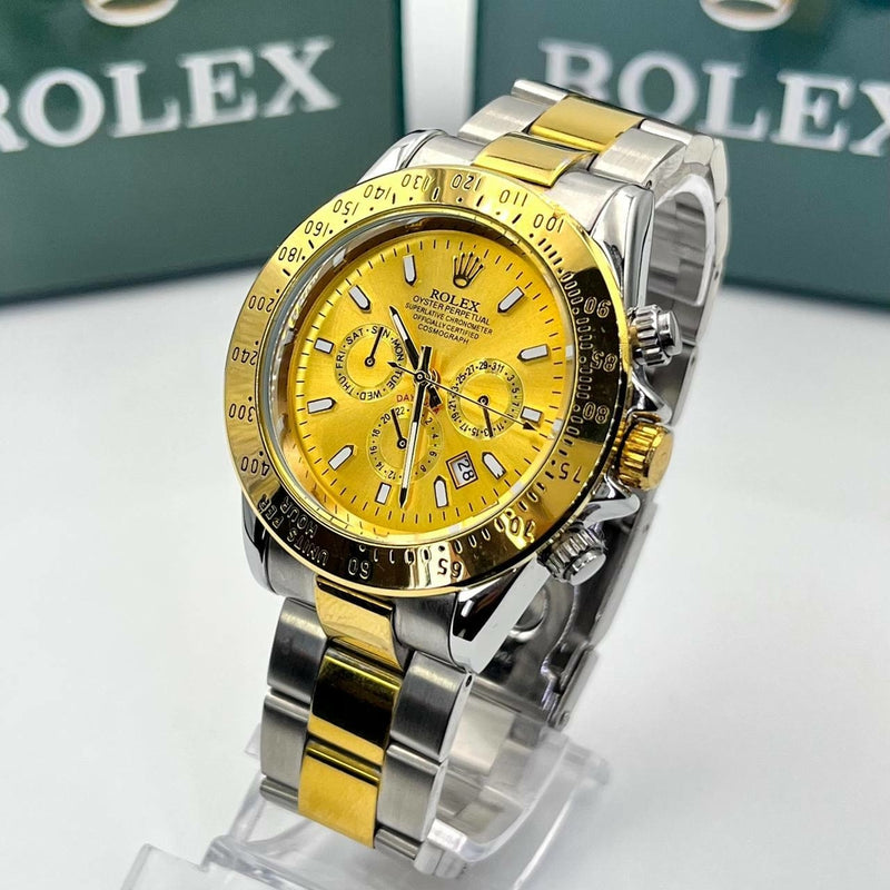 Relógio Rolex Daytona Prata misto Dourado linha Gold a prova dagua