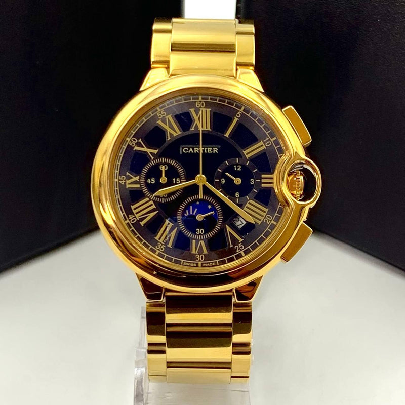 Relogio Cartier pulseira de açodourado azul