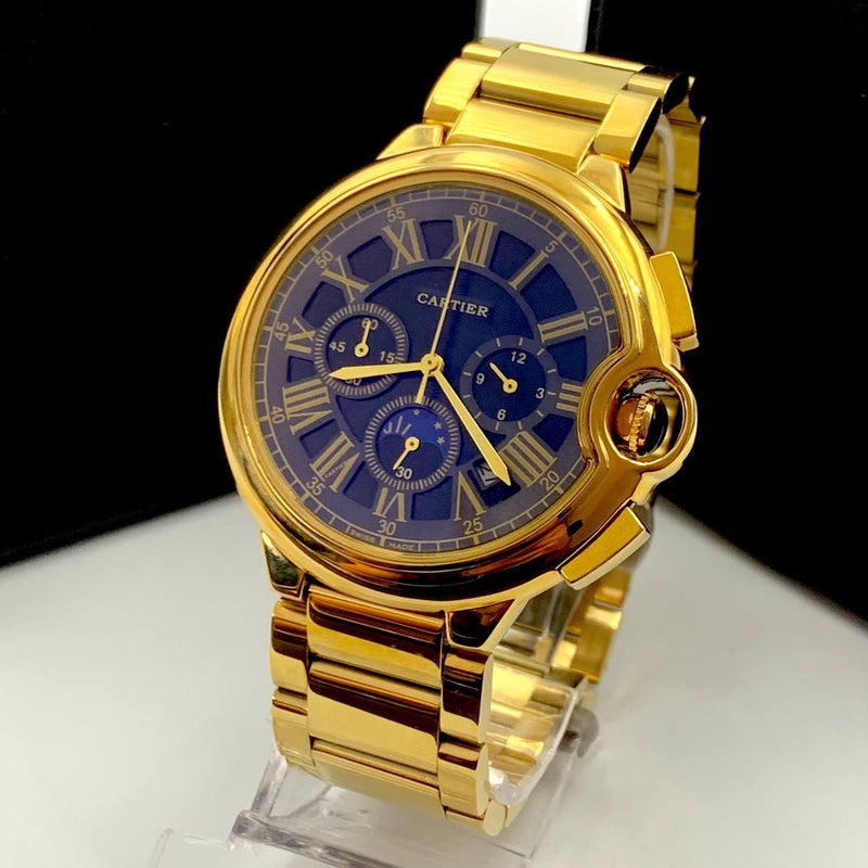 Relogio Cartier pulseira de açodourado azul