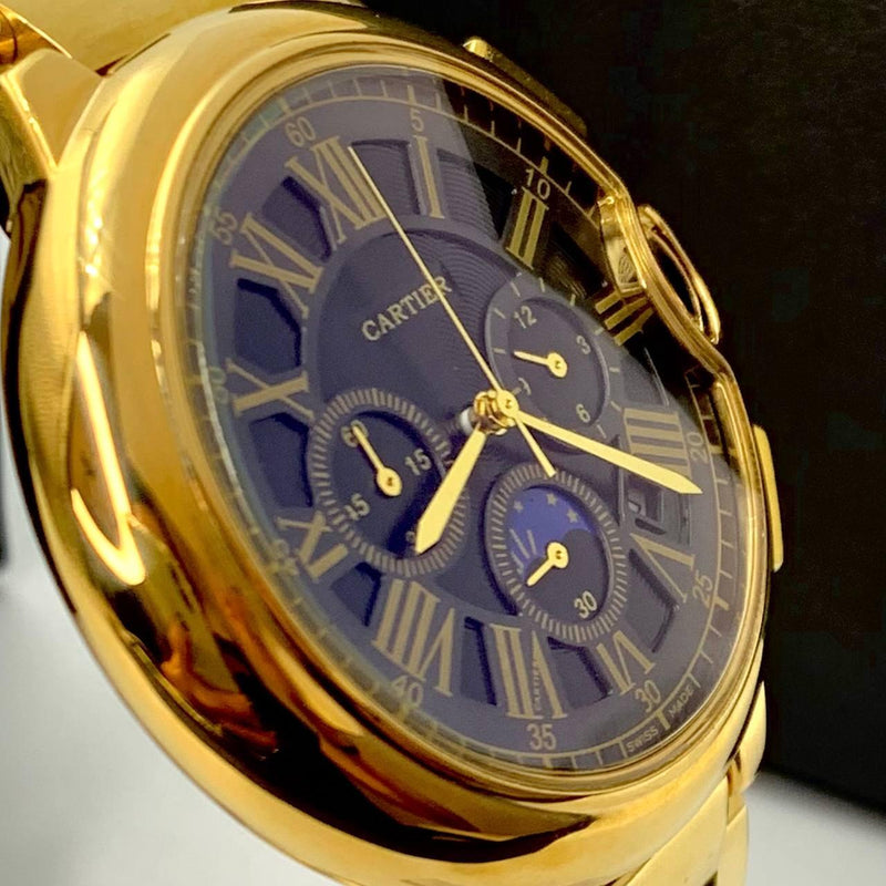 Relogio Cartier pulseira de açodourado azul