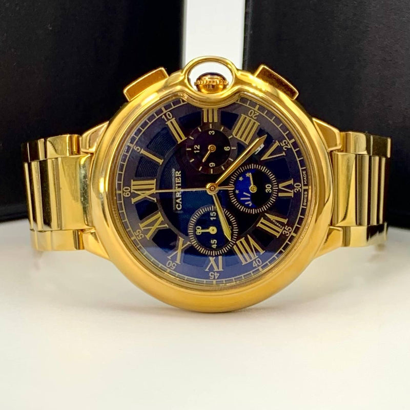 Relogio Cartier pulseira de açodourado azul