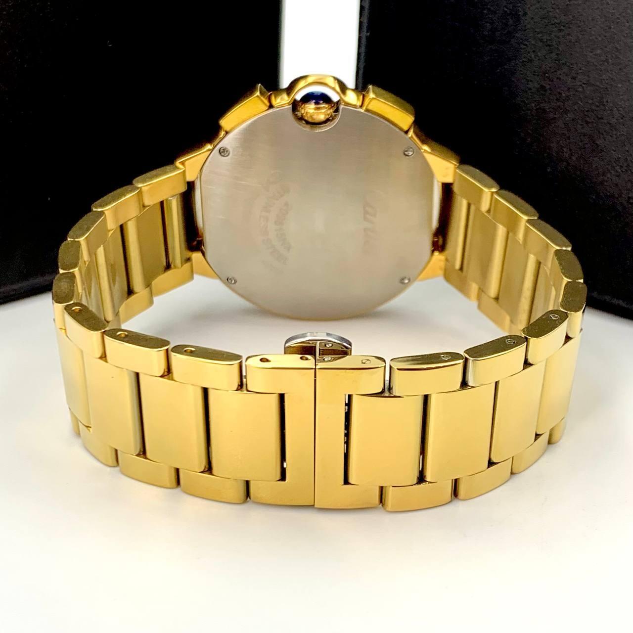 Relogio Mogno pulseira de aço dourado azul |Premium Edition|