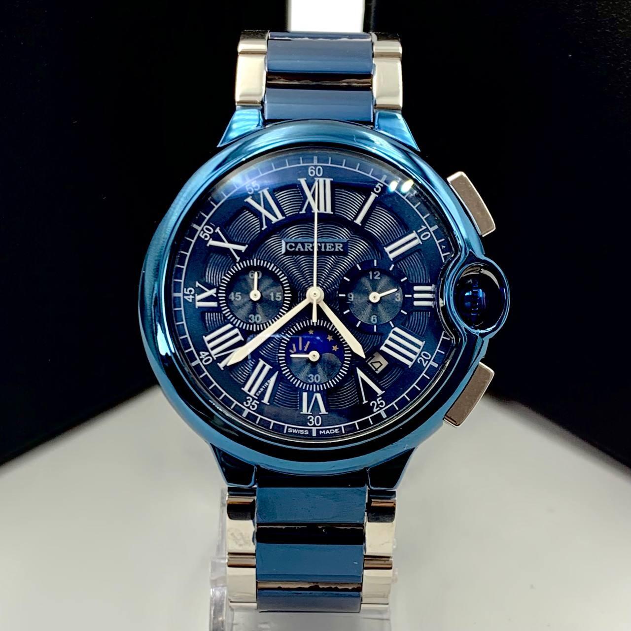 Relogio Mogno pulseira de aço azul |Premium Edition|