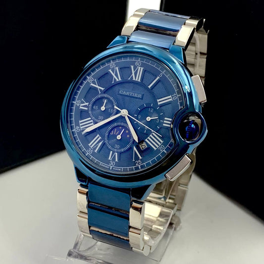 Relogio Mogno pulseira de aço azul |Premium Edition|