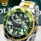 Relógio Rolex Submariner Camuflado misto Verde linha Gold a prova dagua