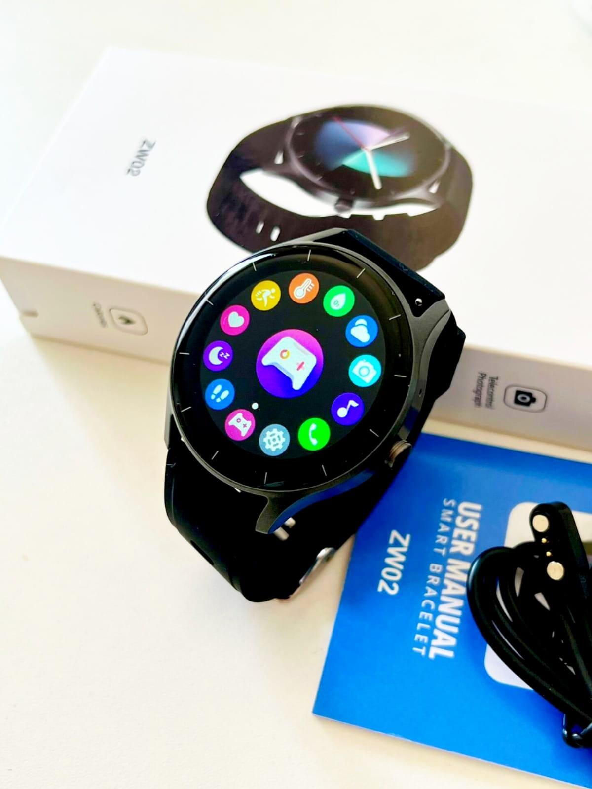 Relogio inteligente Smartwatch Zw-02 preto a prova dagua