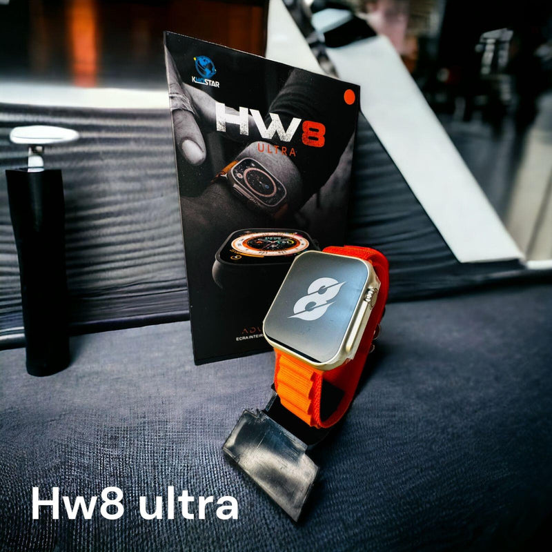 RELÓGIO SMARTWATCH ORIGINAL HW8 WATCH ULTRA cinza/Laranga c/ capinha e pelicula de brinde