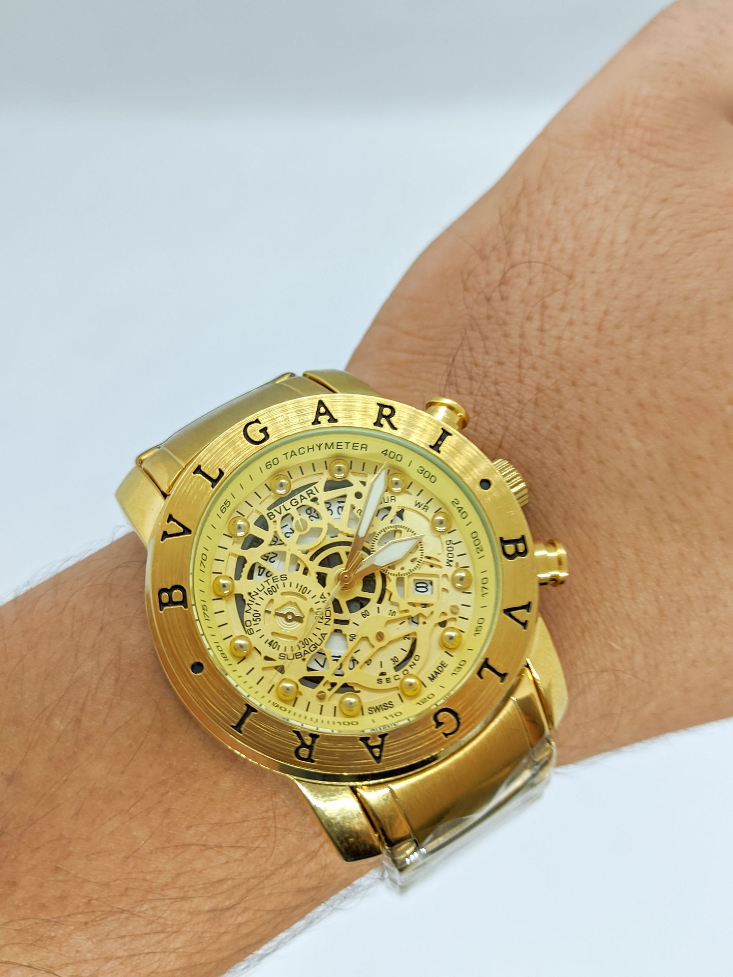 Relógio Skeleton Dourado - C/ Caixa Premium